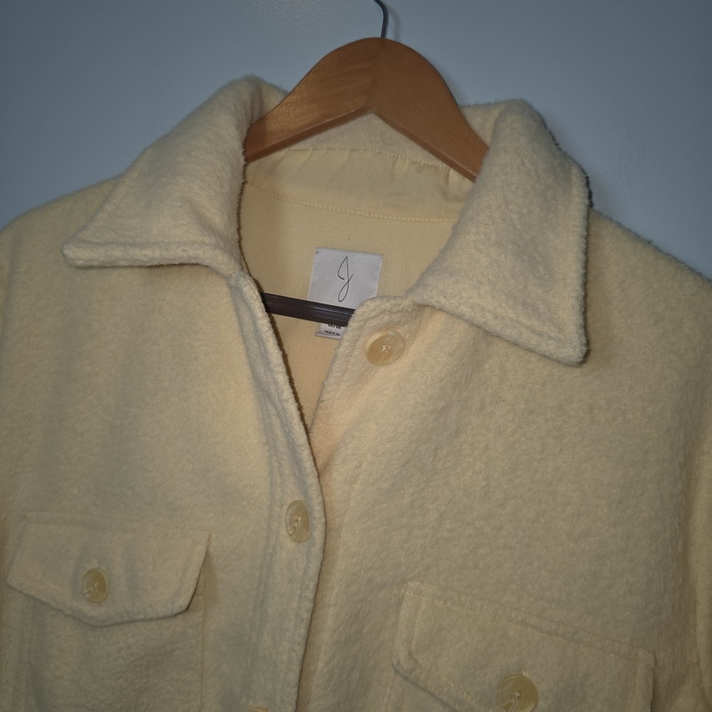 Joie‎ Shacket Fleece Button Up Jacket Butter Yellow Long Sleeve Pockets Med